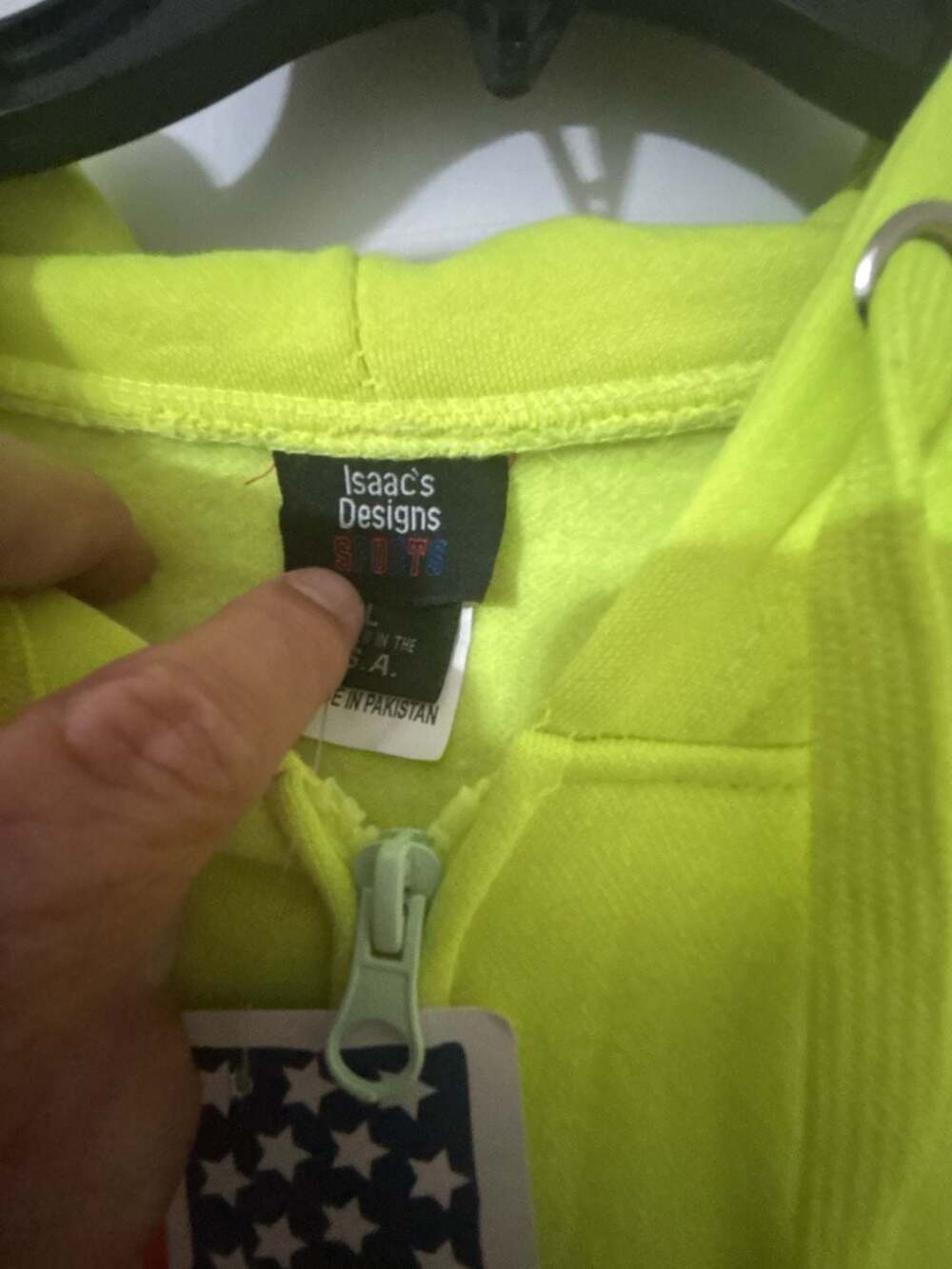 Isaac's Designs Neon Yellow Zip-Up Hoodie with 'Valley Life' Embroidery